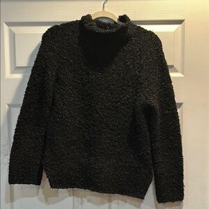 Bitte Kai Rand Black Chunky Mock Neck Oversized Sweater S eyelash ribbon knit